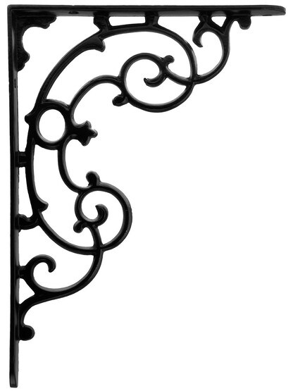 Victorian Scroll Design Shelf Bracket - 11 3/4 inch x 8 5/8 inch In Matte Black
